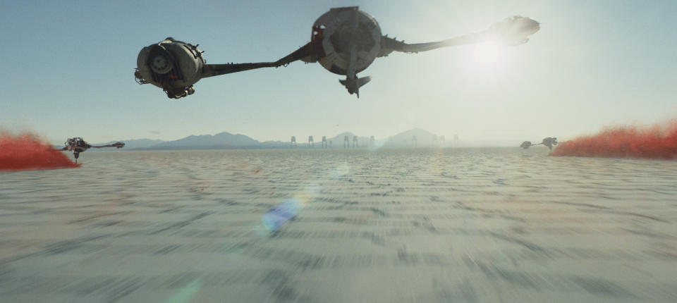 Ski speeders on Crait