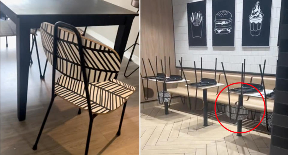 McDonald's black and white dining chair. 
