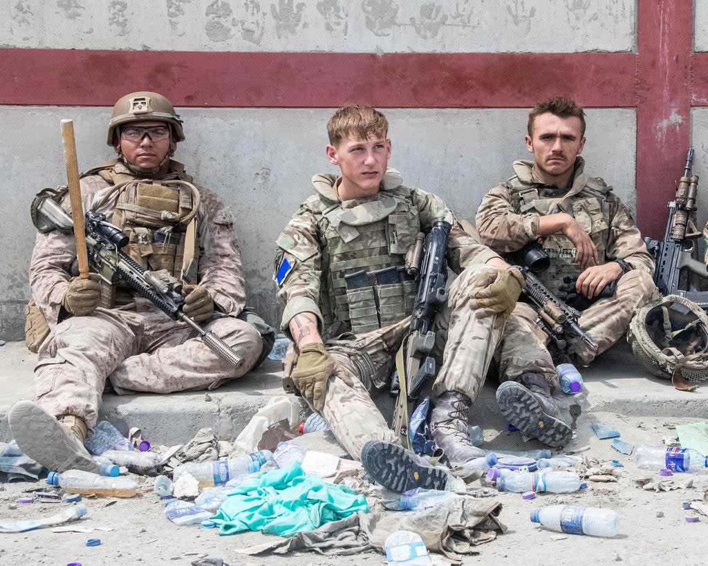 British armed forces personnel working with the US on evacuations (MoD Crown Copyright via Getty Im)