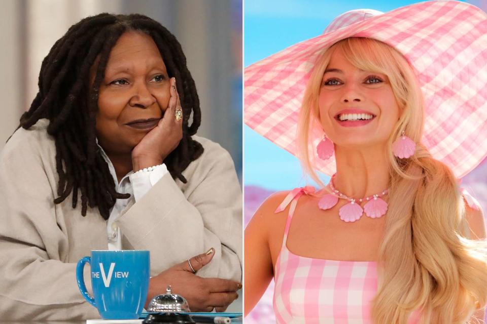<p>Lou Rocco/ABC via Getty Images; Jaap Buitendijk/Warner Bros.</p> Whoopi Goldberg called out conservative influencers on "The View" for criticizing the "Barbie" movie