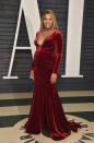 <p>Pregnant Ciara was in maroon Jovani. (Photo: Getty Images) </p>