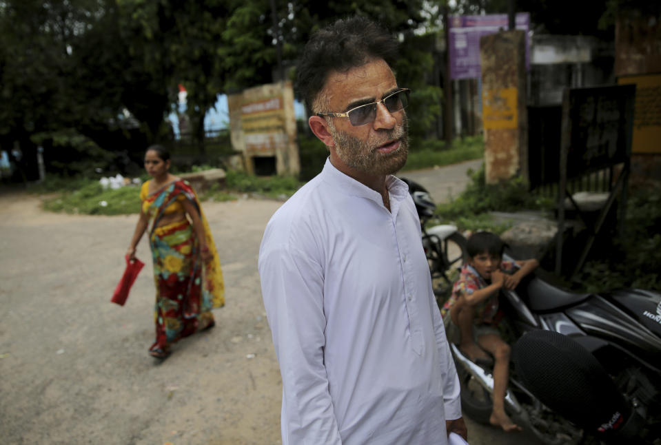 Mohammad Ashraf Malik, a Kashmiri man whose son is lodged in Agra Central Jail, speaks with the Associated Press outside the jail, in Agra, India, Friday, Sept. 20, 2019. His son, Aasif Ashraf, is still recovering from three bullet wounds in his abdomen which he received during protests in March, Malik said. Arrested months before the day that Kashmir’s semi-autonomy was withdrawn, Aasif was moved to the jail in Agra after being rearrested by police in August. “Police arrested him from his hospital bed in Srinagar when he was being treated. They arrested and rearrested him so many times and then finally jailed him here,” Mohammad said. “Which country in the world jails an injured person who is recovering from bullet wounds?” (AP Photo/Altaf Qadri)