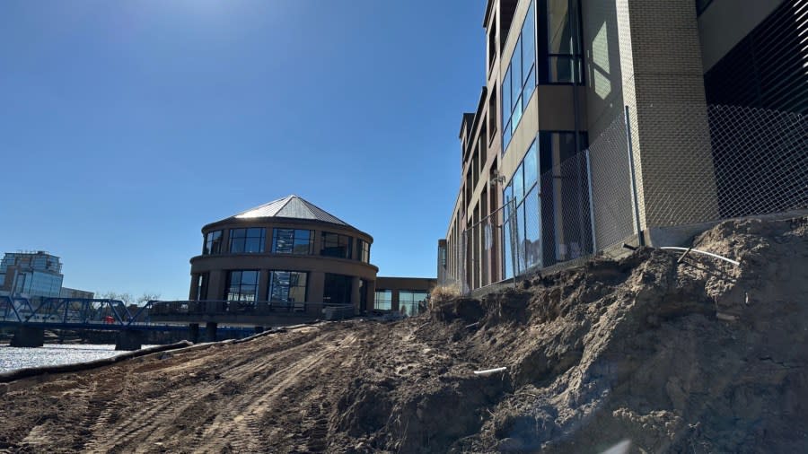 Construction along the Grand River to expand the Grand Rapids Public Museum unearthed what is left of the Voigt Mill. (Feb. 29, 2024)