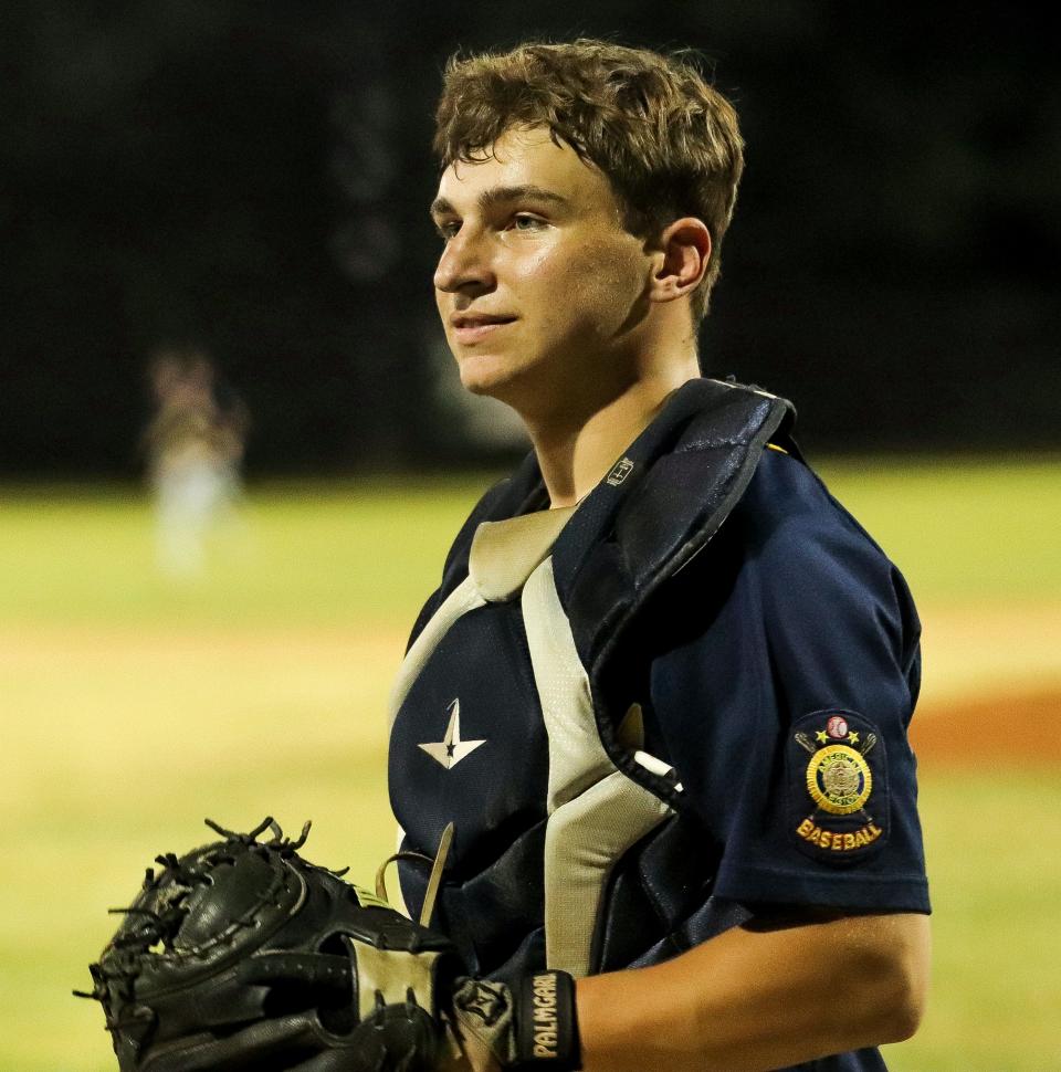 Morrisette Post 294's Max Gaudiano during a game against Hyde Park in the District 6 playoffs at Adams Field in Quincy on Tuesday, July 19, 2022.