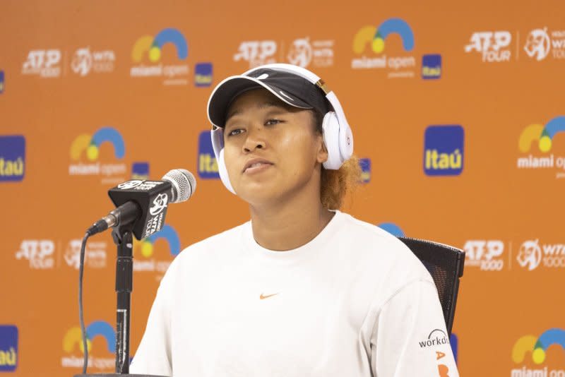 Naomi Osaka said she decided to rely less on her headphones, which she previously used to avoid social interactions. File Photo by Gary I Rothstein/UPI
