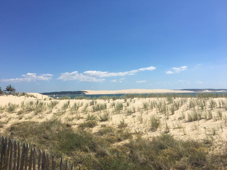 Sand dunes with ocean view in Cap-Ferret, France