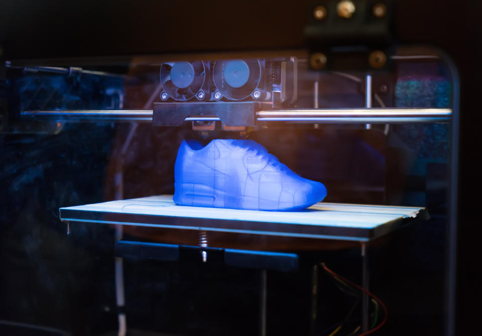 3D shoe being printed.