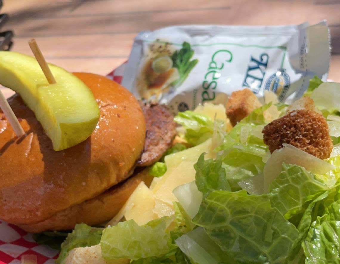 Turkey burger and Caesar salad are served at Harbourside restaurant in the Sea Pines community on Hilton Head Island.