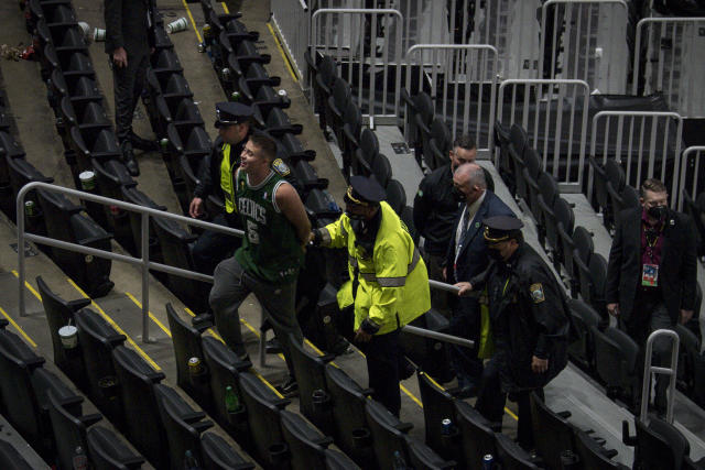 Celtics fan throws water bottle at Nets' Kyrie Irving