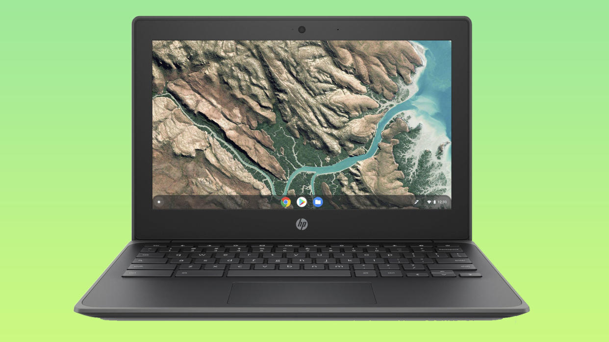 Front view of black Chromebook