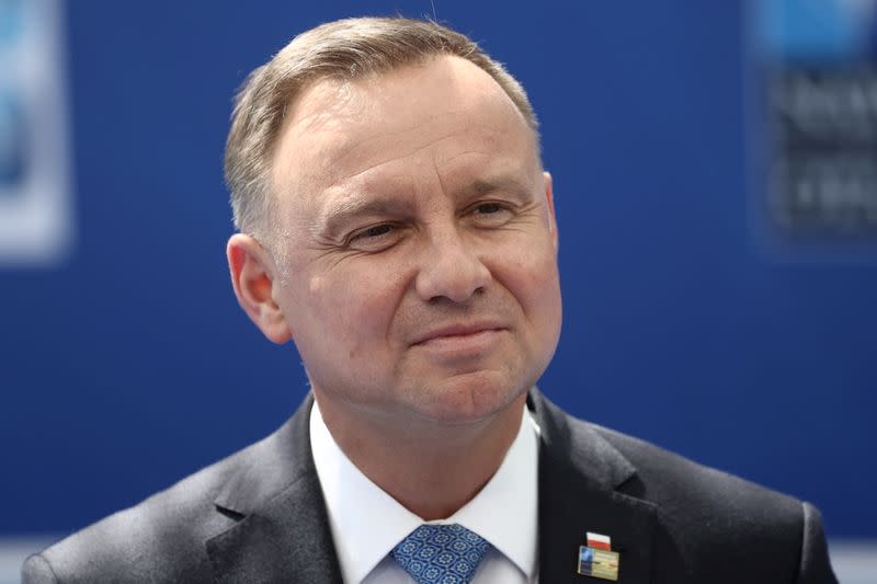 FILE PHOTO: Poland's President Andrzej Duda arrives for a NATO summit in Brussels