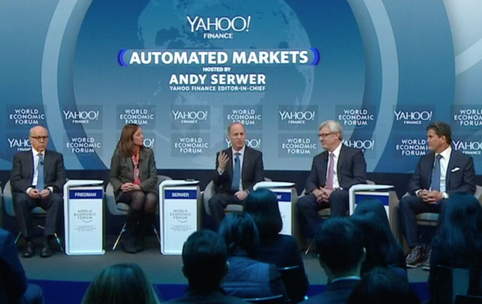 Automated Markets. Yahoo Finance Editor-in-Chief Andy Serwer moderates a Davos panel exploring how traditional traders are increasingly being replaced by quant funds powered by artificial intelligence, machine learning, and big data. Panelist include David McKay, CEO of RBC; Ron Mock, CEO of Ontario Teachers Pension Plan; William Ford, CEO of General Atlantic; and Adena Friedman, President and CEO of Nasdaq. (Yahoo Finance)