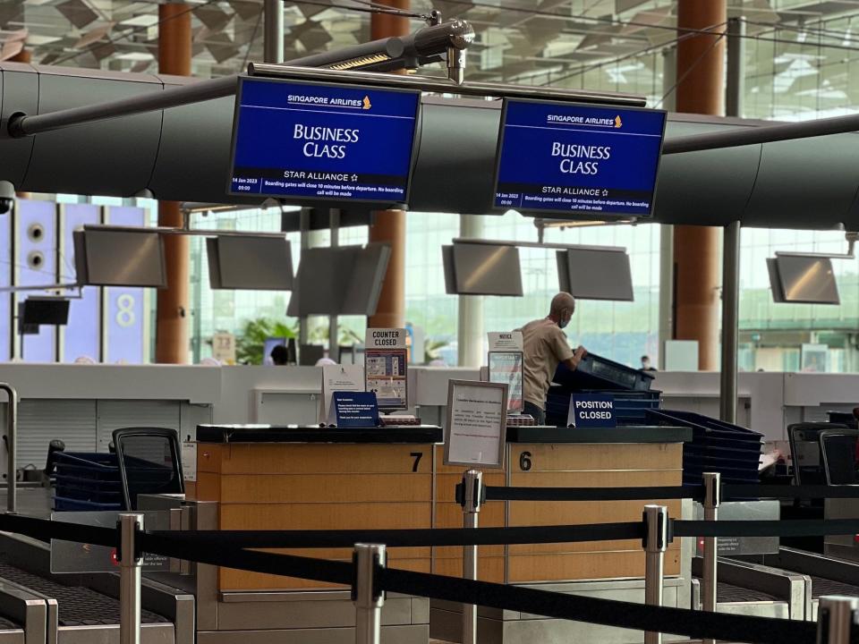 The business class check in area for Singapore at Changi airport.