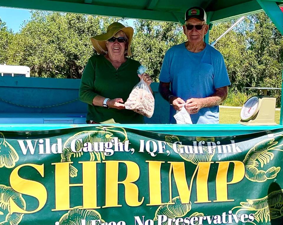 Shirley and Capt. Jimmy Driggers set up a mobile shrimp shack to earn money for a new house on Pine Island after their home was destroyed by Hurricane Ian. Here they’re shown in Cape Coral.