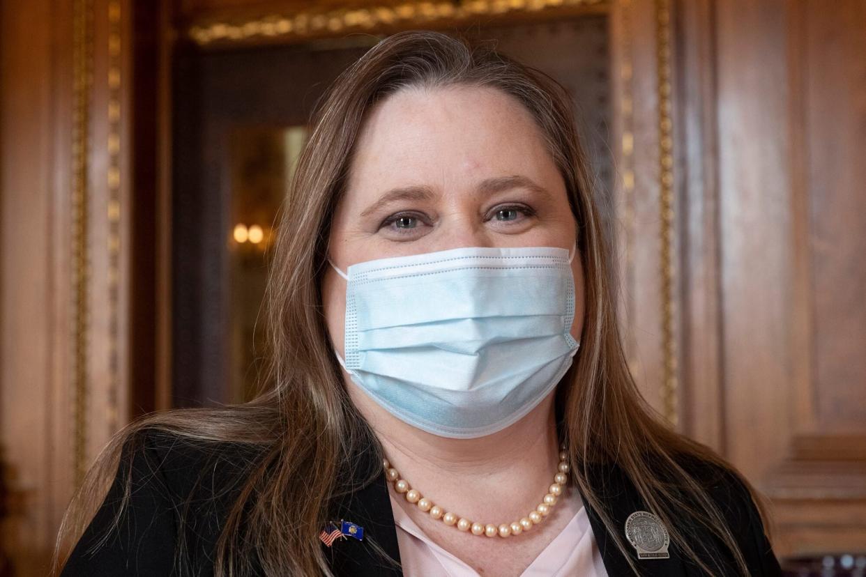 State Rep. Jodi Emerson, D-Eau Claire, is shown Tuesday, April 27, 2021