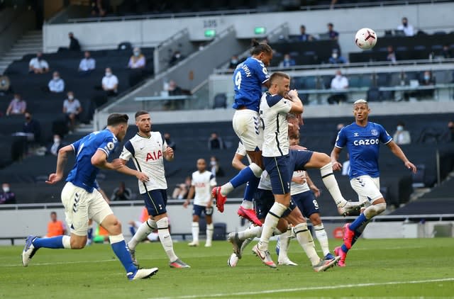 Everton’s Dominic Calvert-Lewin, centre, sealed Everton's first win at Tottenham since 2008 with this thumping