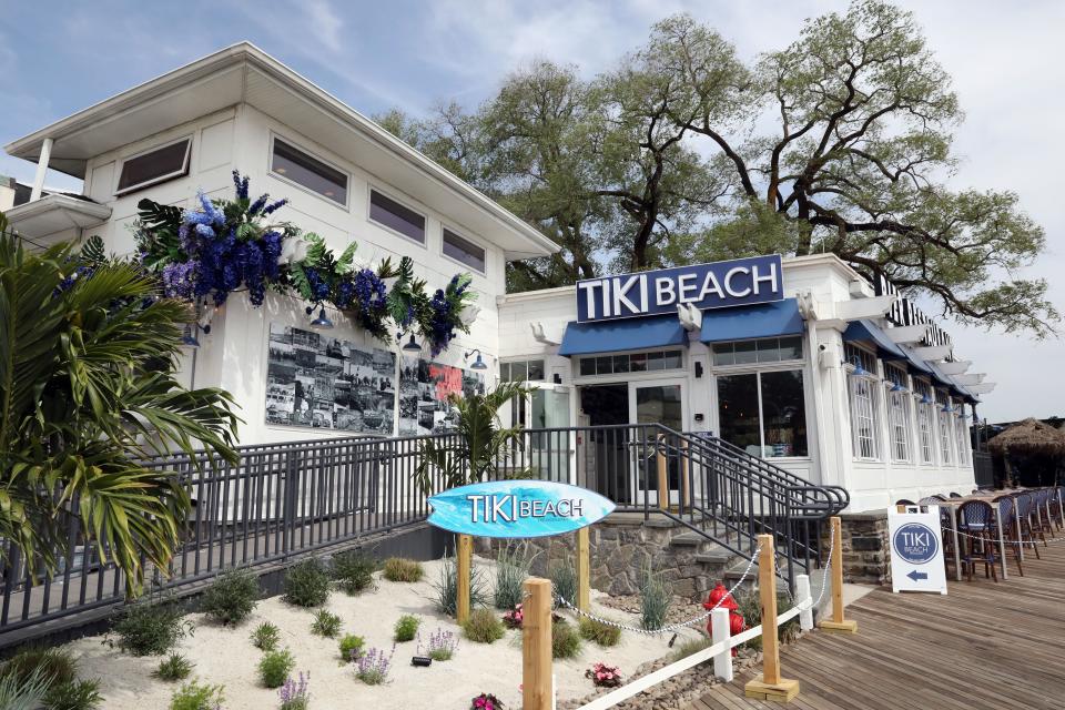 The entrance to Tiki Beach Pier Restaurant on Rye Playland's boardwalk May 16, 2023.