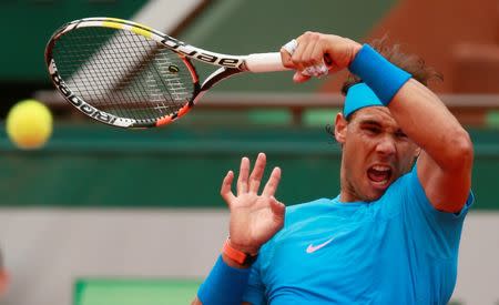 French Open - Roland Garros, Paris, France - 26/5/15. Men's Singles - Spain's Rafael Nadal in action during the first round. Action Images via Reuters / Jason Cairnduff