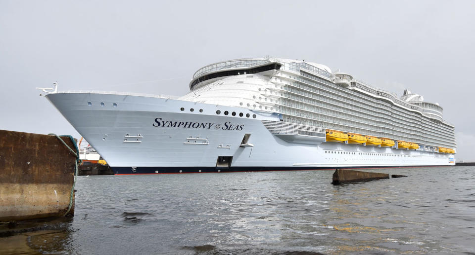 Royal Caribbean Symphony of the Seas ship shown after man fell while cruising in the US Virgin Islands.
