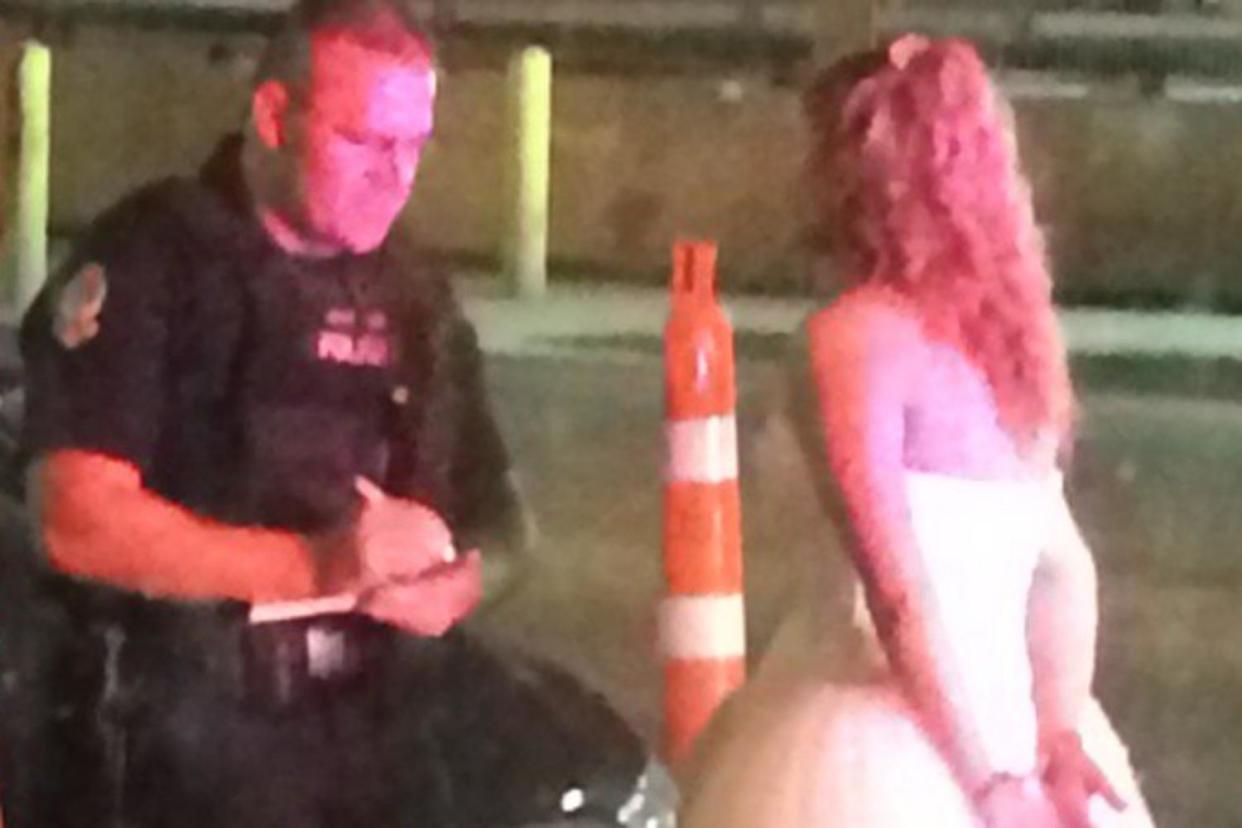 A bride and groom were arrested after a brawl 'like a Western movie' broke out at their wedding