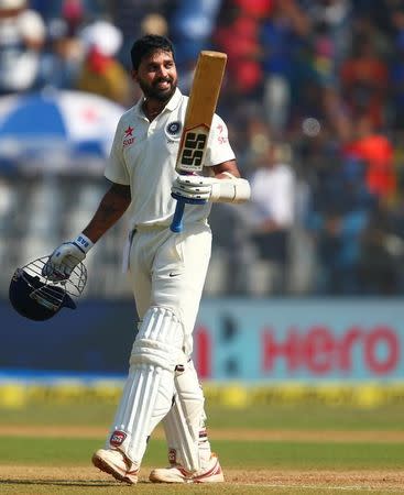 Cricket - India v England - Fourth Test cricket match - Wankhede Stadium, Mumbai, India - 10/12/16. India's Murali Vijay celebrates his century. REUTERS/Danish Siddiqui