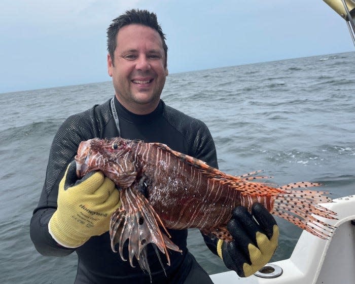 Paul DeCuir, 41, of Gulf Shores, Ala. won the commercial division of the 2022 FWC's Lionfish Challenge with 1,092 pounds of lionfish speared in the northern Gulf of Mexico near Perdido Key.