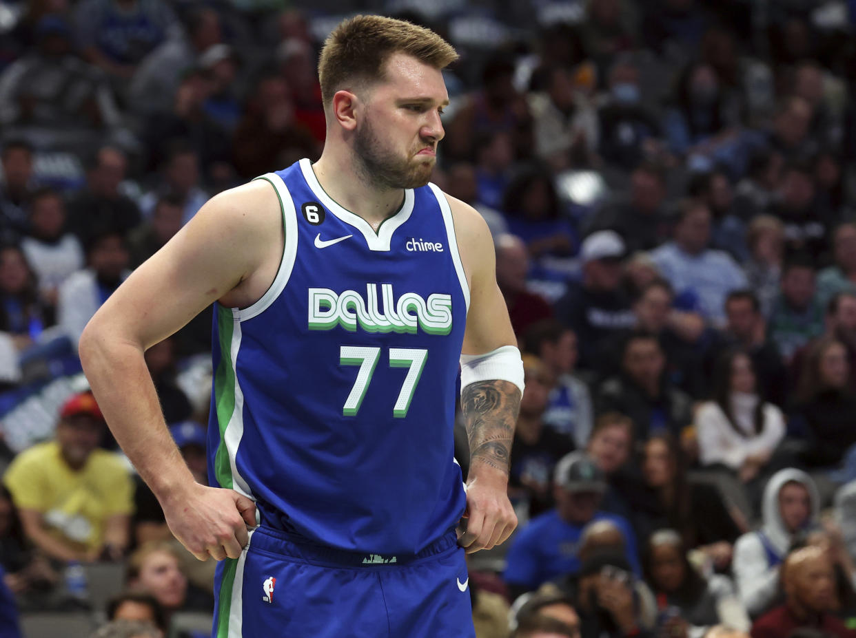 How the Dallas Mavericks fit Kyrie Irving in with superstar guard Luka Doncic will be key to the team's future. (AP Photo/Richard W. Rodriguez)