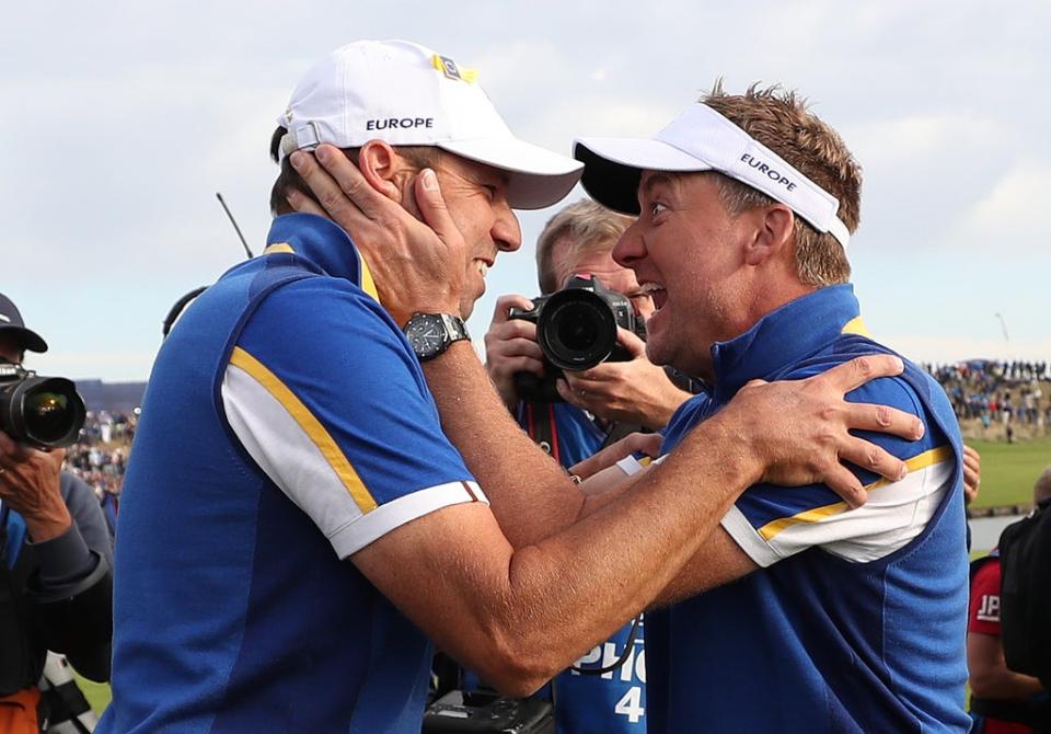File photo dated 30-09-2018 of Team Europe’s Sergio Garcia and Ian Poulter celebrate winning the Ryder Cup at Le Golf National, Paris (David Davies/PA) (PA Wire)