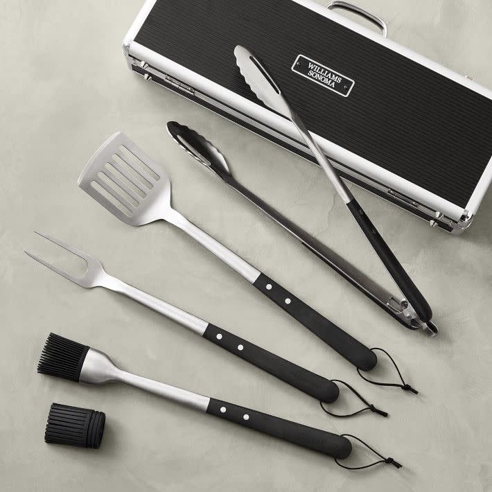 <p><a href="https://go.redirectingat.com?id=74968X1596630&url=https%3A%2F%2Fwww.williams-sonoma.com%2Fproducts%2Fws-black-handled-4-piece-bbq-tool-set-with-storage-case&sref=https%3A%2F%2Fwww.countryliving.com%2Fshopping%2Fg44118709%2Fbest-bbq-tool-sets%2F" rel="nofollow noopener" target="_blank" data-ylk="slk:Shop Now;elm:context_link;itc:0;sec:content-canvas" class="link rapid-noclick-resp">Shop Now</a></p><p>Williams Sonoma BBQ Tool Set </p><p>$109.95</p><p>williams-sonoma.com</p><span class="copyright">Williams Sinoma </span>