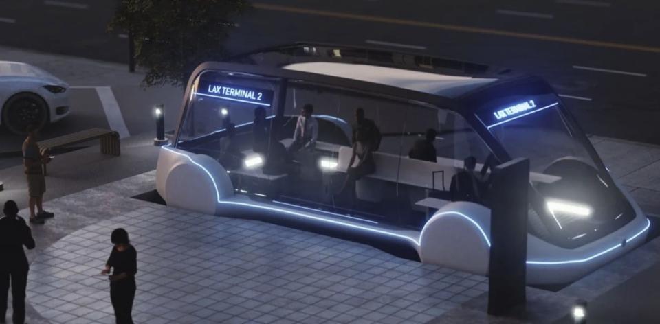 An early rendering of The Boring Company's people-mover.