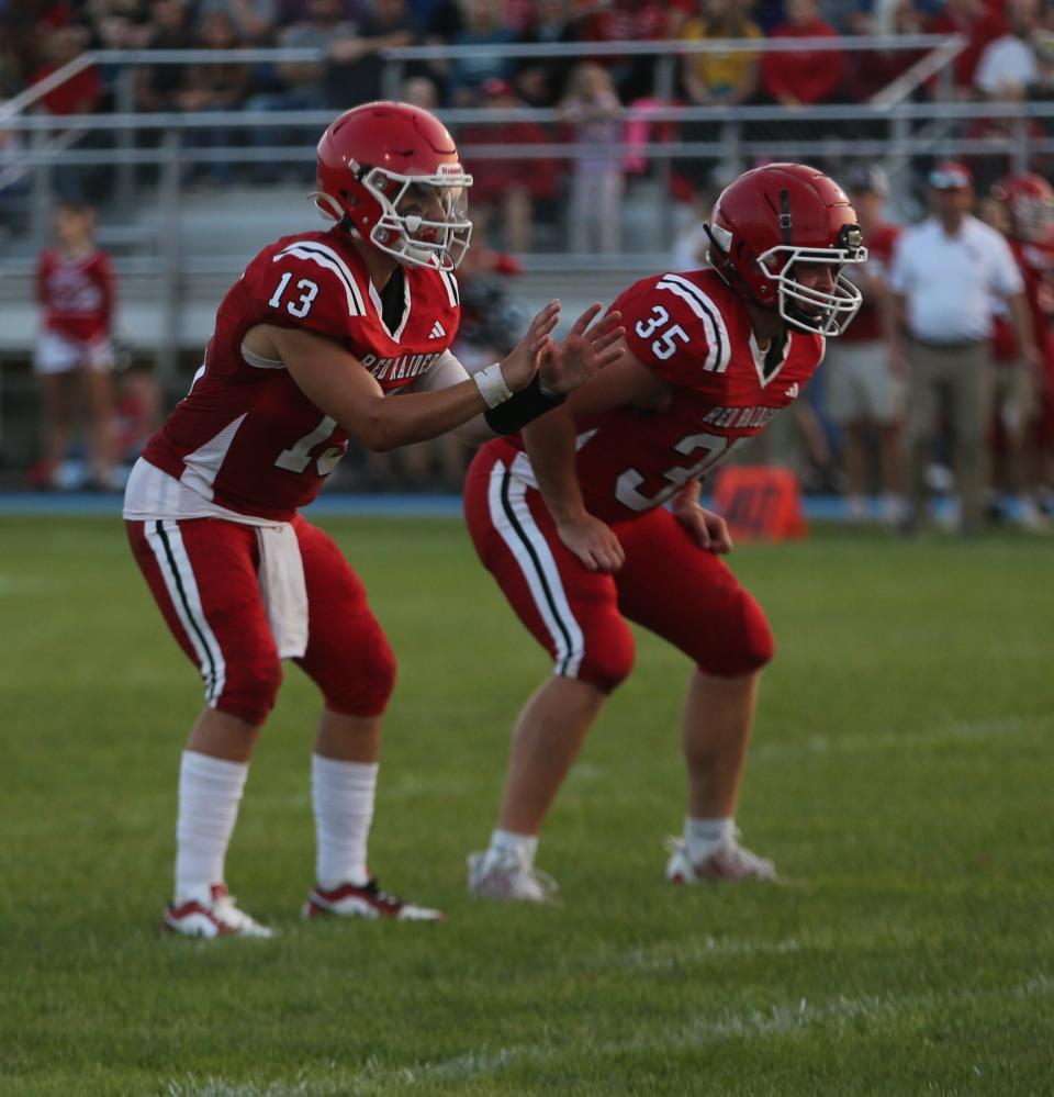 Spaulding High School quarterback Kaiden Melendez, shown here in the season opener against Portsmouth, threw for nearly 150 yards and two touchdowns in Saturday's 27-22 loss to Timberlane.