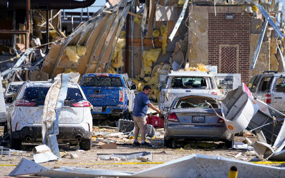 Damaged cars in Valley View, Texas