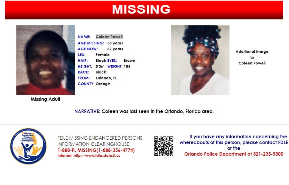 Coleen Powell was last seen in the Orlando area on Dec. 31, 2021.