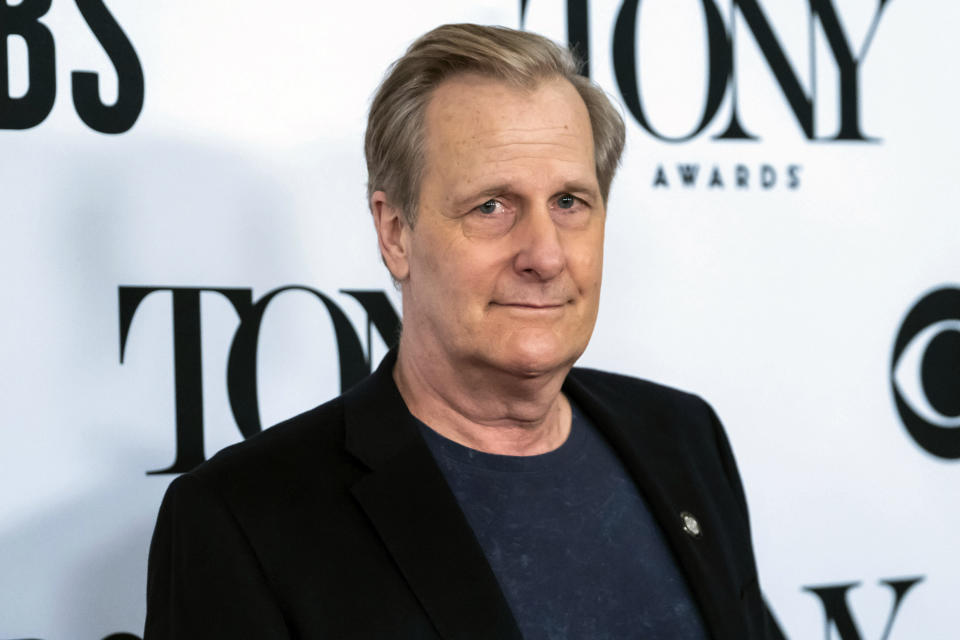 FILE - In this May 1, 2019, file photo, Jeff Daniels poses for a picture at the 73rd annual Tony Awards "Meet the Nominees" press day in New York. Fans of the Broadway adaptation of “To Kill a Mockingbird” will get a treat when the show restarts on Broadway in fall 2021, as Daniels and Celia Keenan-Bolger, two of the play's original stars, are returning. (Photo by Charles Sykes/Invision/AP, File)