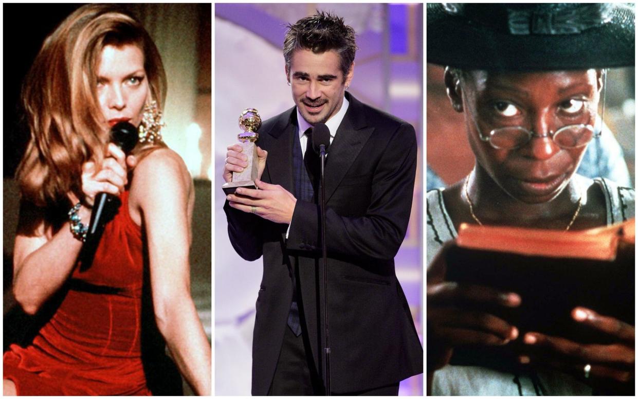 L-R: Michelle Pfeiffer, Colin Farrell, Whoopi Goldberg - Rex/AP