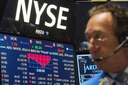 A trader watches for the day's final numbers on the floor of the New York Stock Exchange in New York October 15, 2014. REUTERS/Lucas Jackson