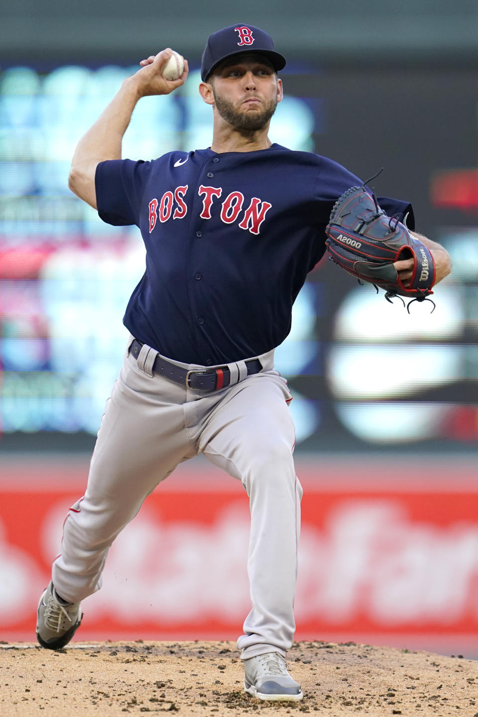 Boston Red Sox starting pitcher Kutter Crawford delivers during the first inning of the team's baseball game against the Minnesota Twins, Tuesday, Aug. 30, 2022, in Minneapolis. (AP Photo/Abbie Parr)
