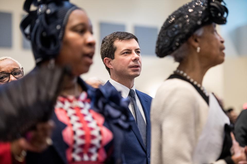 Pete Buttigieg at a Sunday service on Oct. 27, 2019 in Rock Hill, South Carolina.