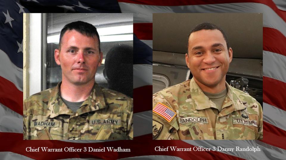 Chief Warrant Officers 3 Daniel Wadham and Danny Randolph both died in a Feb. 15, 2023 training flight crash while aboard an Army Black Hawk helicopter near Huntsville, Alabama. (Army)