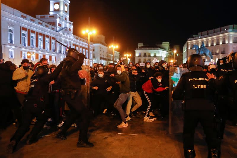 Supporters of Catalan rapper Pablo Hasel protest in Madrid