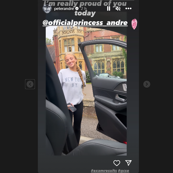 Princess Andre opened her results on camera. (Peter Andre Instagram)