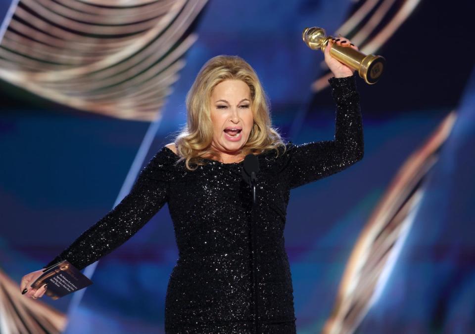 Coolidge with her Golden Globe this Tuesday, 10 January (NBC via Getty Images)