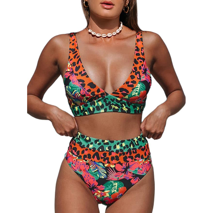Hilinker Women's Leopard Bikini Swimsuit