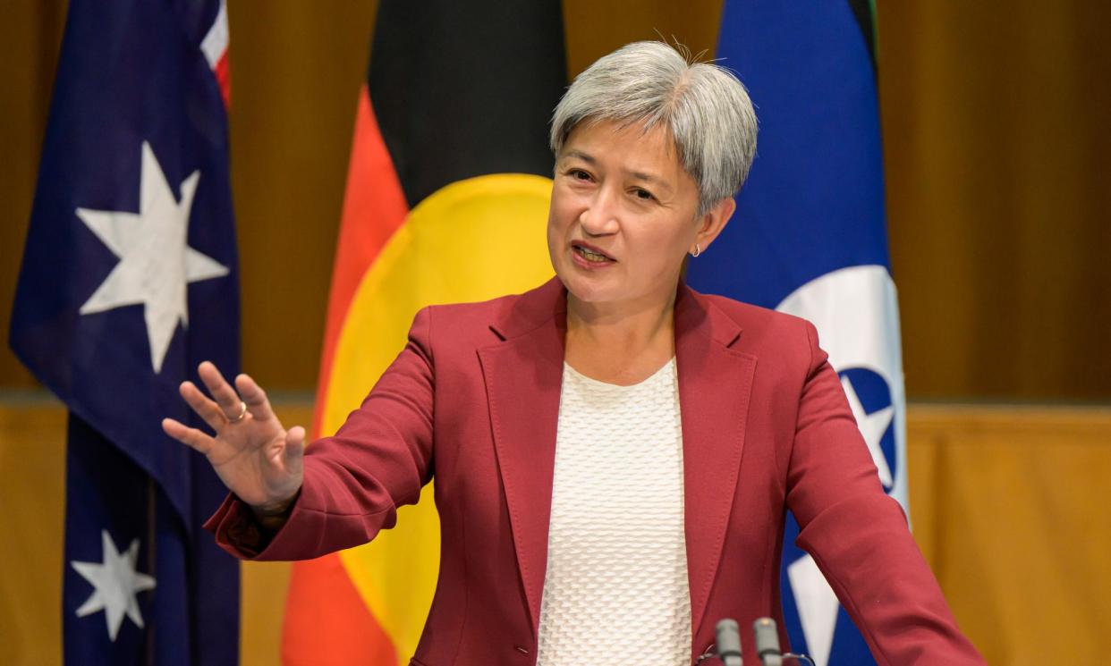 <span>Foreign affairs minister Penny Wong has blamed ‘politics’ for the hold-up of the government’s controversial deportation legislation.</span><span>Photograph: George Chan/Sopa Images/Rex/Shutterstock</span>