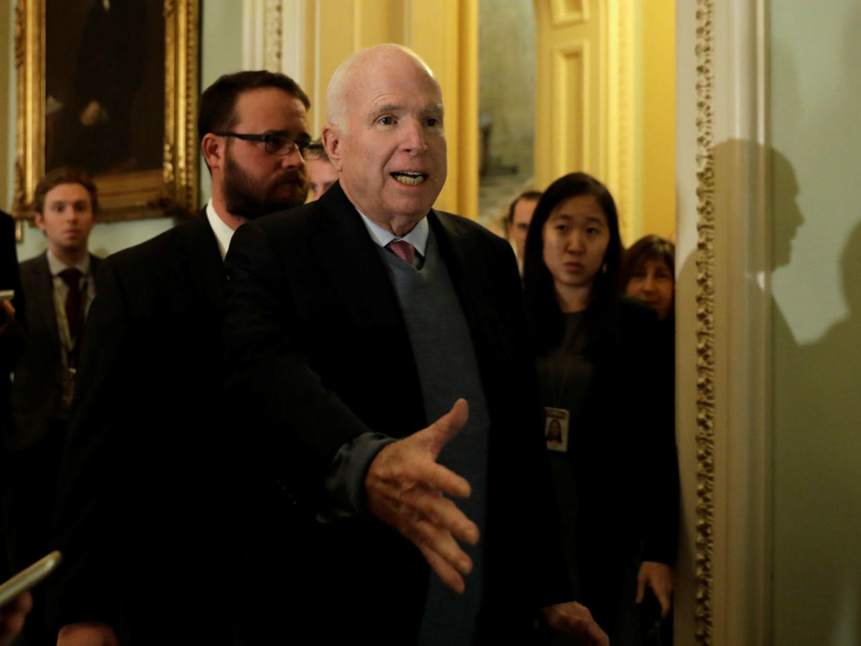 Senator John McCain, seen here on Capitol Hill on November 14, 2017, has regularly criticized Donald Trump: REUTERS/Yuri Gripas