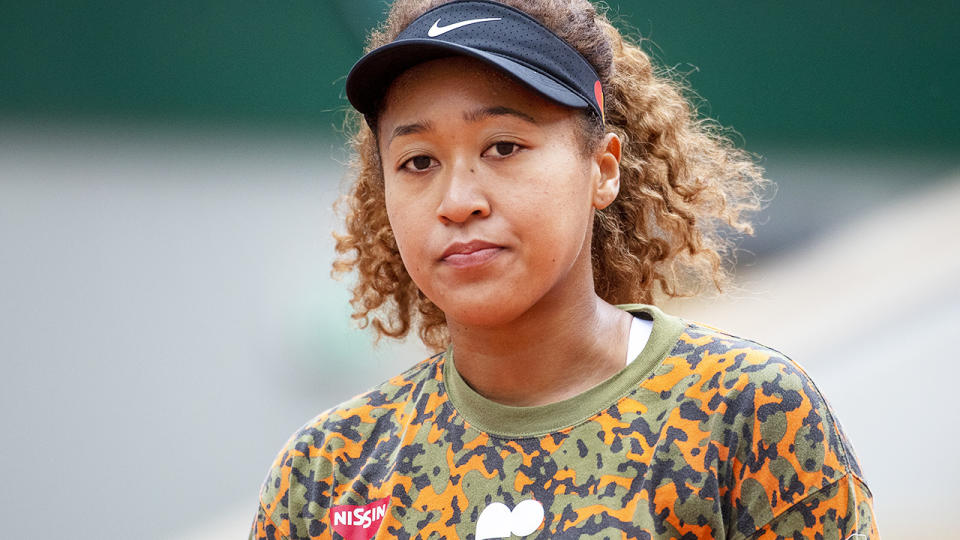 Naomi Osaka, pictured here at Roland Garros ahead of the French Open.