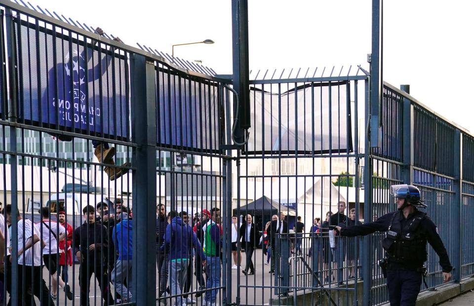 Police used pepper spray against Liverpool fans outside the Stade de France (Adam Davy/PA) (PA Wire)