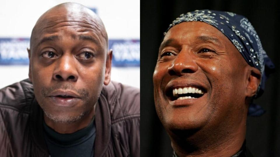 Dave Chappelle (left) has vowed to uphold the legacy of legendary comedian-writer Paul Mooney (right), who died early Wednesday. (Photos by Sean Rayford/Getty Images and Paul Hawthorne/Getty Images for TV Land)