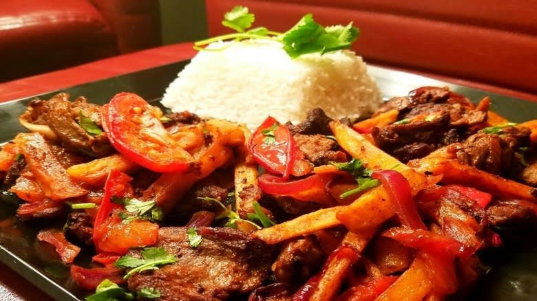 Lomo saltado on plate