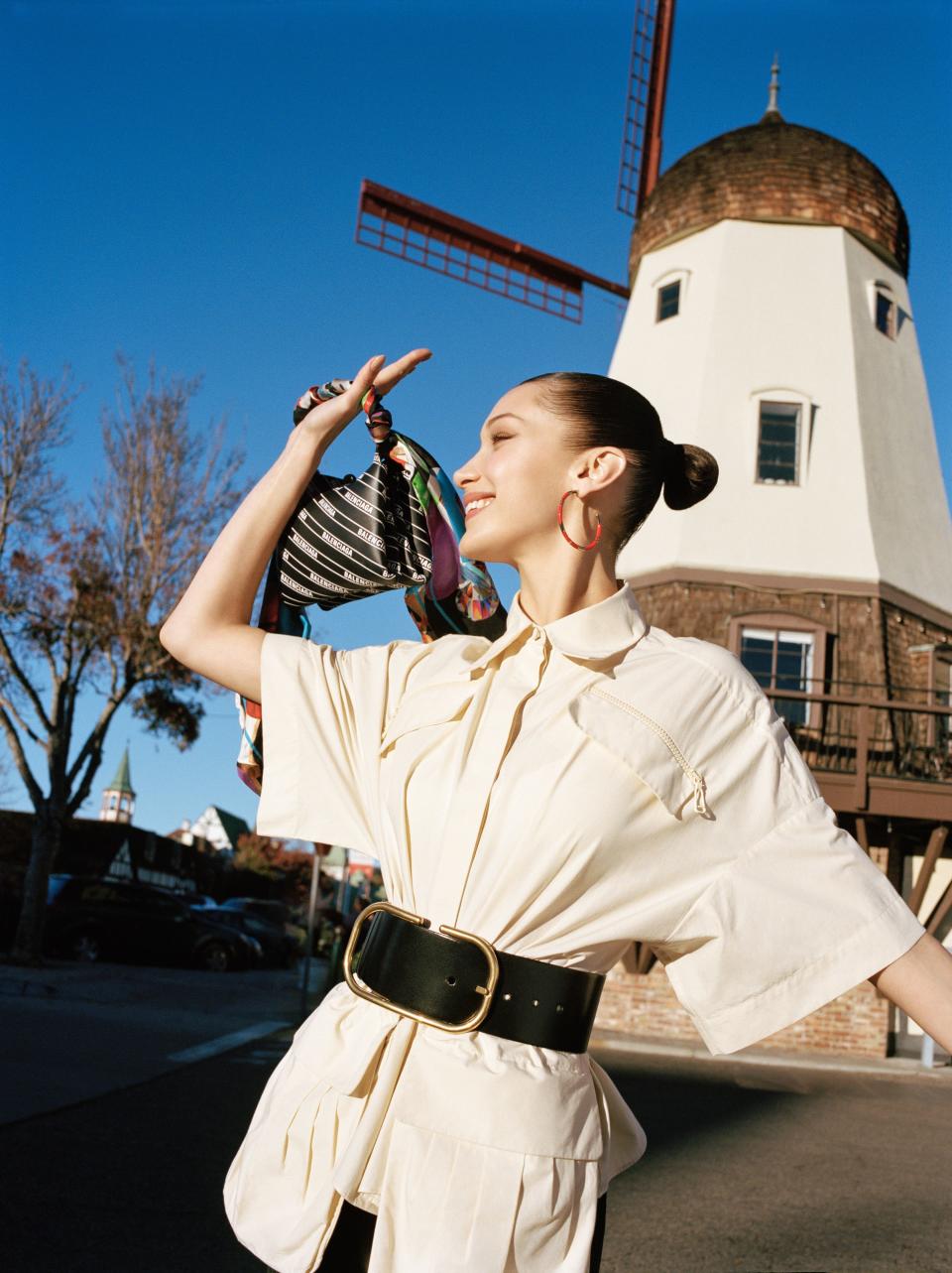 Bella Hadid Takes Spring’s Structured Handbag for a Spin